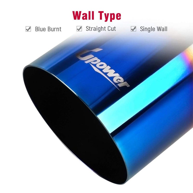 Upower Blue Burnt Exhaust Tip 2.5" Inlet 4" Outlet 9" Long 2 1/2" to 4" Exhaust Tailpipe Weld on Single Layer Straight Cut 304 Stainless Steel (2PCS) - Image 5
